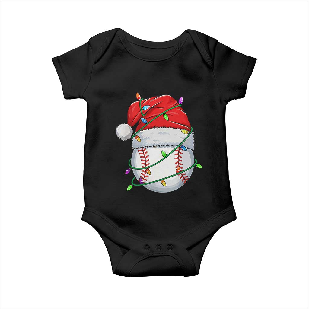 Christmas Baseball Baby Onesie Santa Hat Sports Men Boys Xmas Pajamas - Wonder Print Shop
