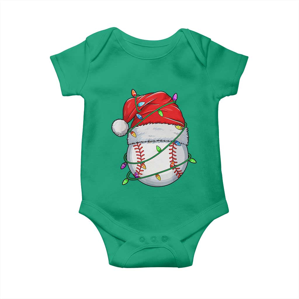 Christmas Baseball Baby Onesie Santa Hat Sports Men Boys Xmas Pajamas - Wonder Print Shop