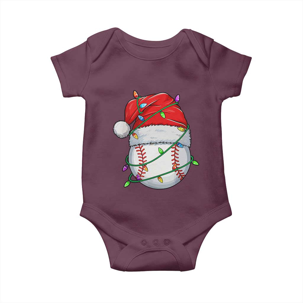 Christmas Baseball Baby Onesie Santa Hat Sports Men Boys Xmas Pajamas - Wonder Print Shop