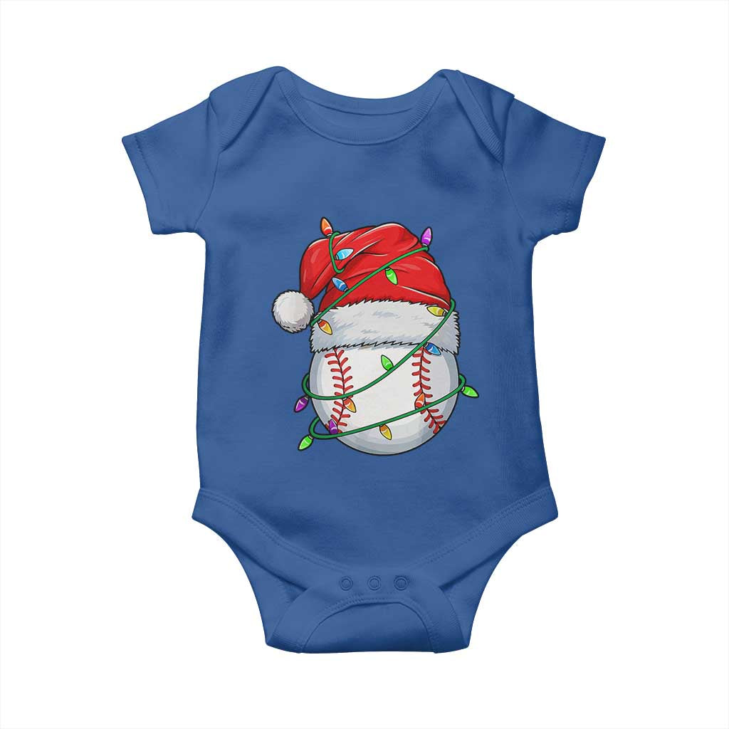 Christmas Baseball Baby Onesie Santa Hat Sports Men Boys Xmas Pajamas - Wonder Print Shop