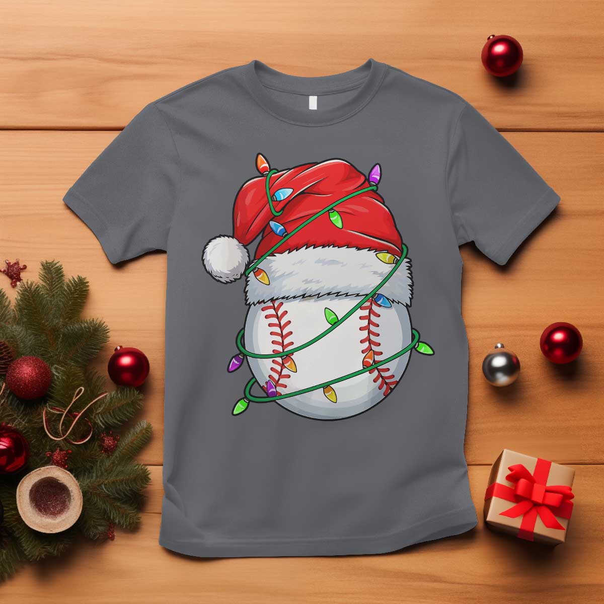 Christmas Baseball T Shirt Santa Hat Sports Men Boys Xmas Pajamas - Wonder Print Shop
