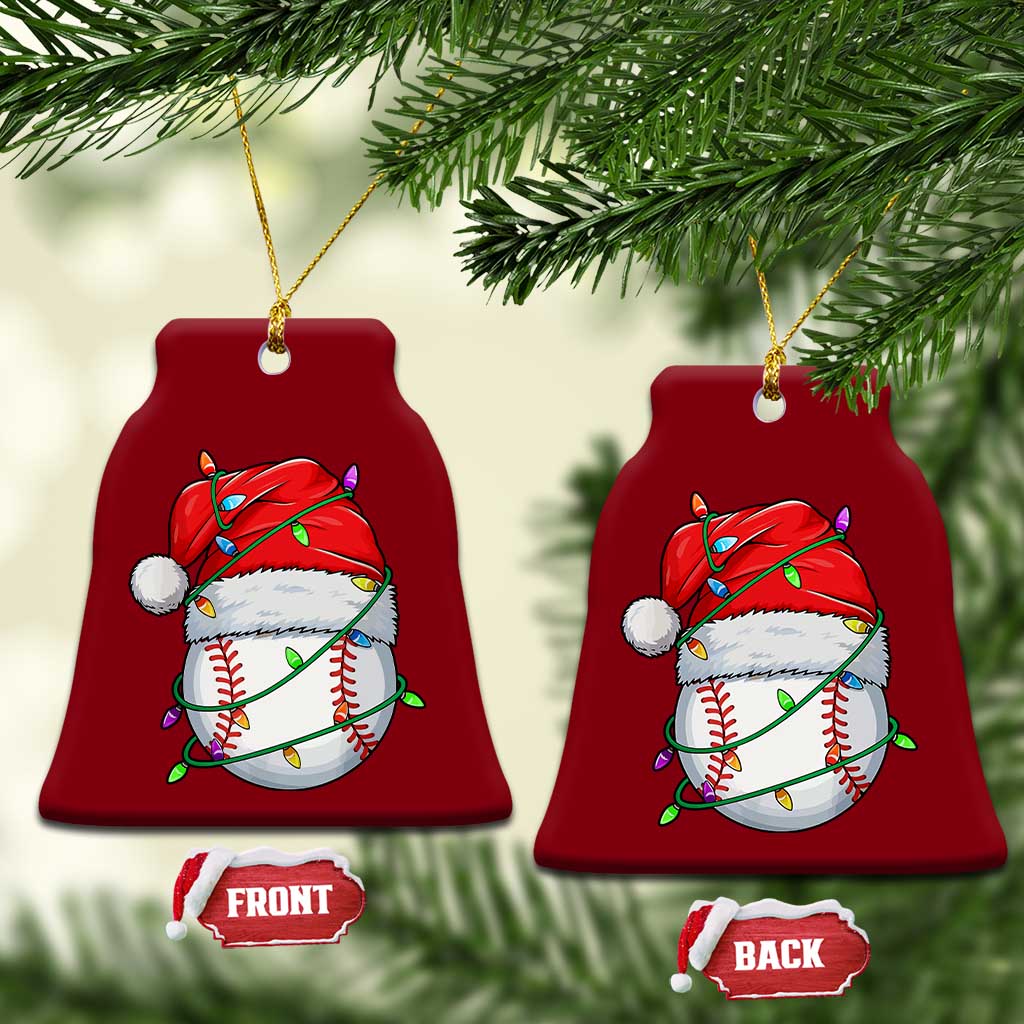 Christmas Baseball Ceramic Ornament Santa Hat Sports Men Boys Xmas Pajamas - Wonder Print Shop