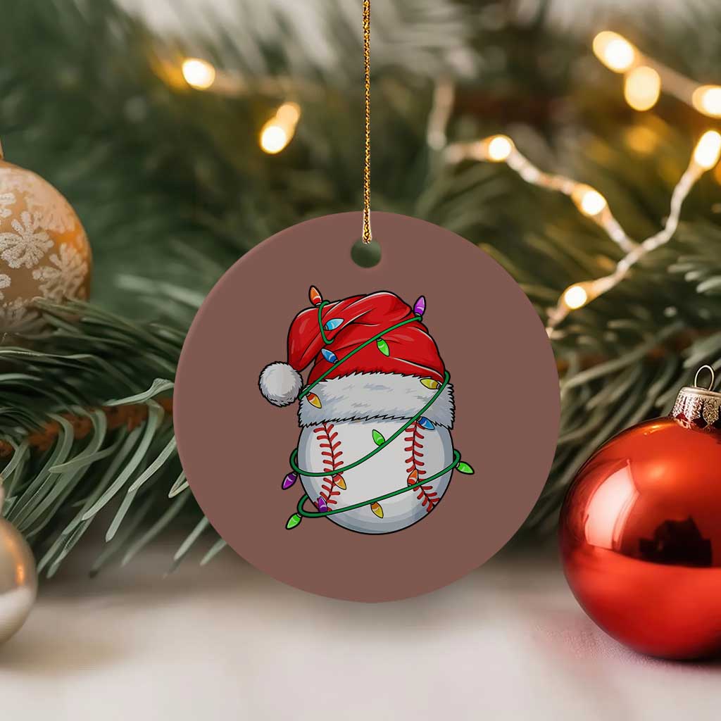 Christmas Baseball Ceramic Ornament Santa Hat Sports Men Boys Xmas Pajamas - Wonder Print Shop