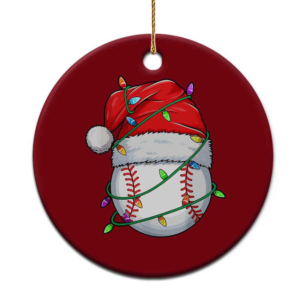 Christmas Baseball Ceramic Ornament Santa Hat Sports Men Boys Xmas Pajamas - Wonder Print Shop