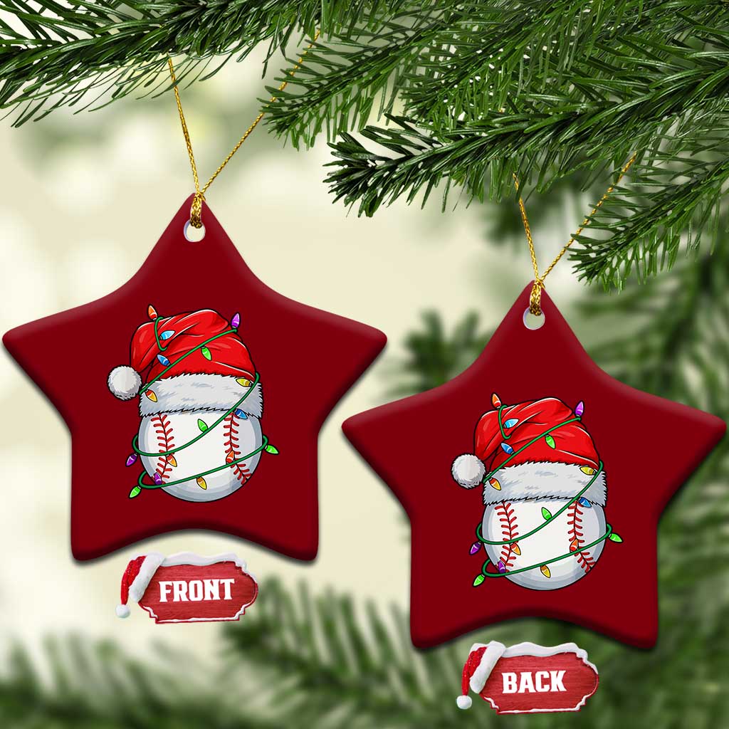 Christmas Baseball Ceramic Ornament Santa Hat Sports Men Boys Xmas Pajamas - Wonder Print Shop