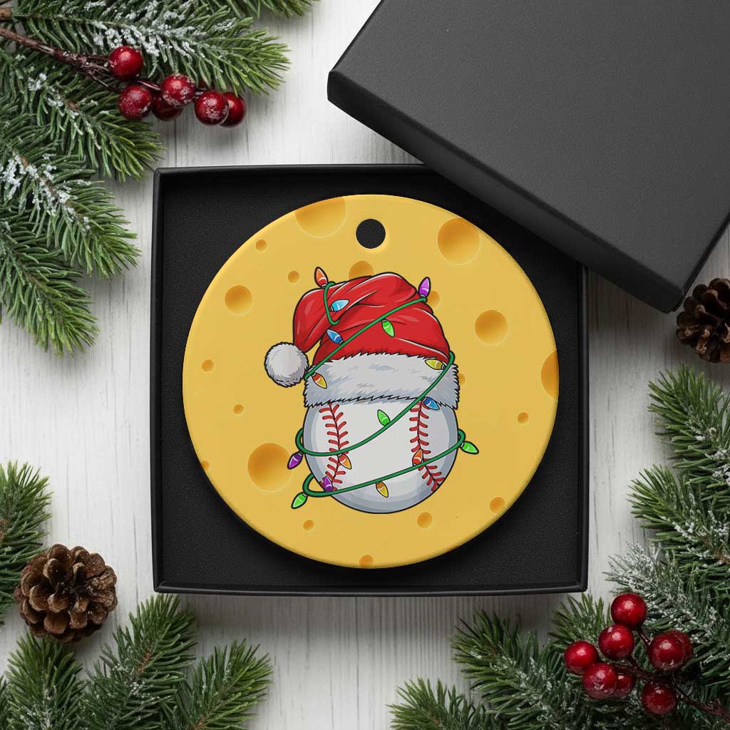 Christmas Baseball Ceramic Ornament Santa Hat Sports Men Boys Xmas Pajamas - Wonder Print Shop