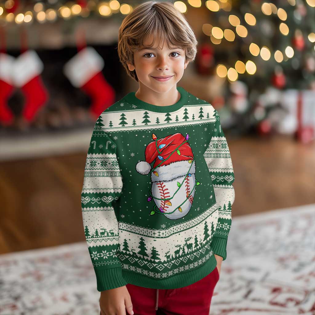 Xmas Baseball Ugly Christmas Sweater Santa Hat Sports Men Boys Xmas Pajamas - Wonder Print Shop