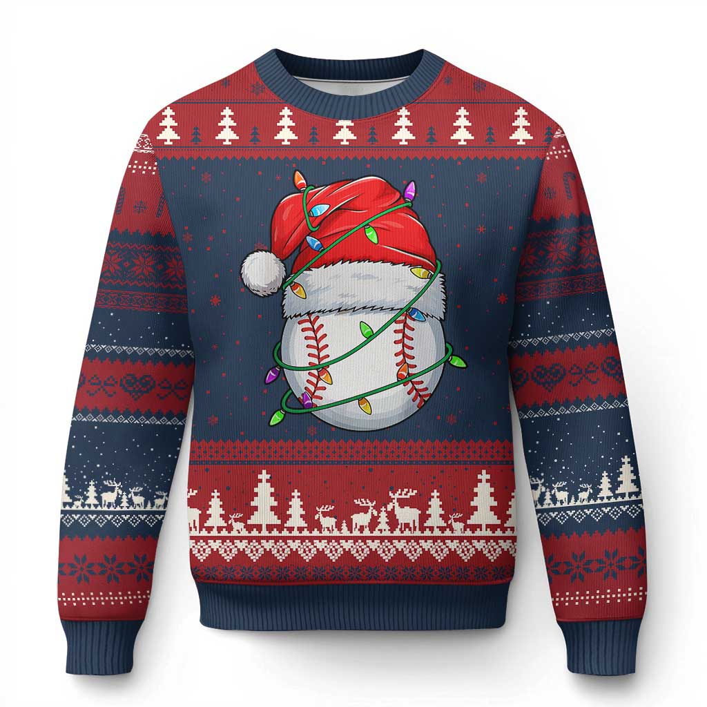 Xmas Baseball Ugly Christmas Sweater Santa Hat Sports Men Boys Xmas Pajamas - Wonder Print Shop