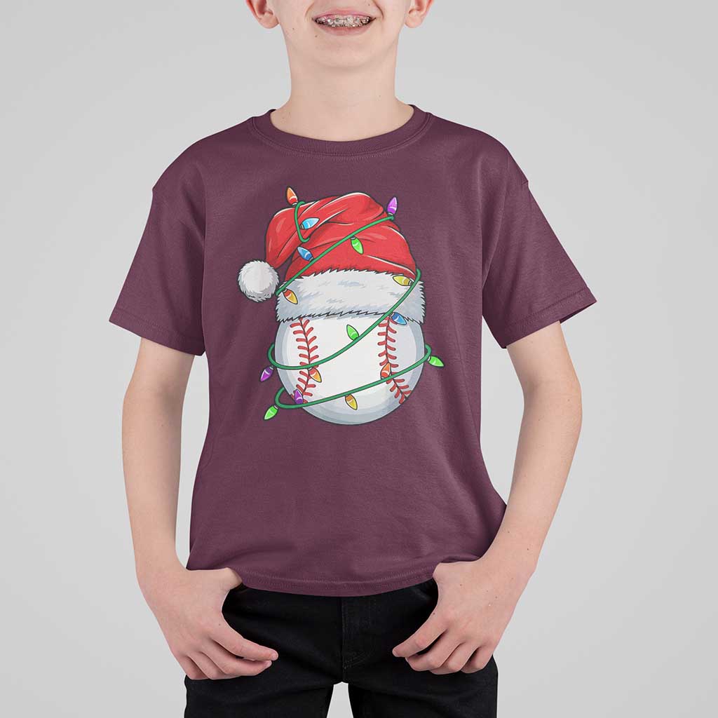 Christmas Baseball T Shirt For Kid Santa Hat Sports Men Boys Xmas Pajamas - Wonder Print Shop