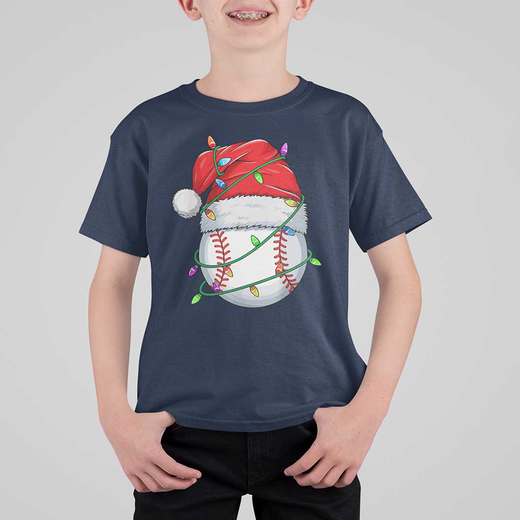 Christmas Baseball T Shirt For Kid Santa Hat Sports Men Boys Xmas Pajamas - Wonder Print Shop