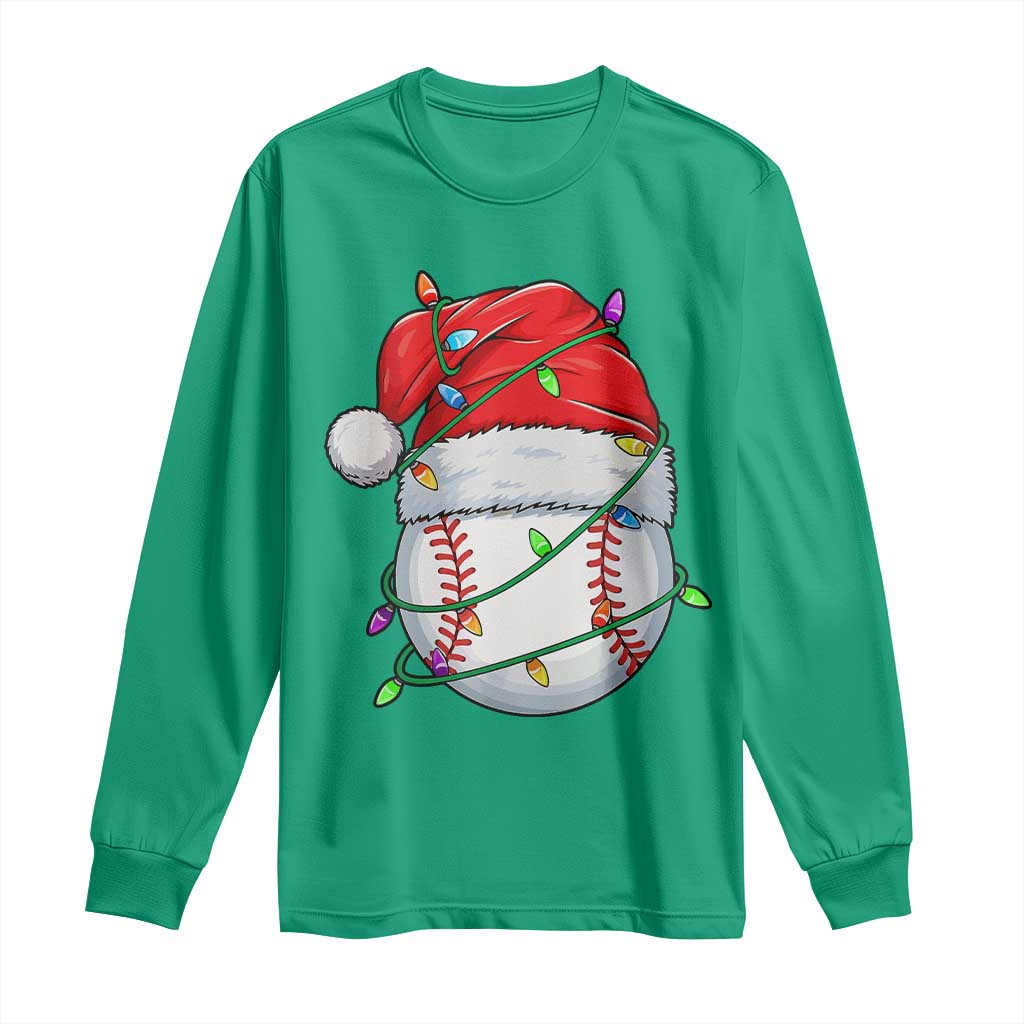 Christmas Baseball Long Sleeve Shirt Santa Hat Sports Men Boys Xmas Pajamas - Wonder Print Shop