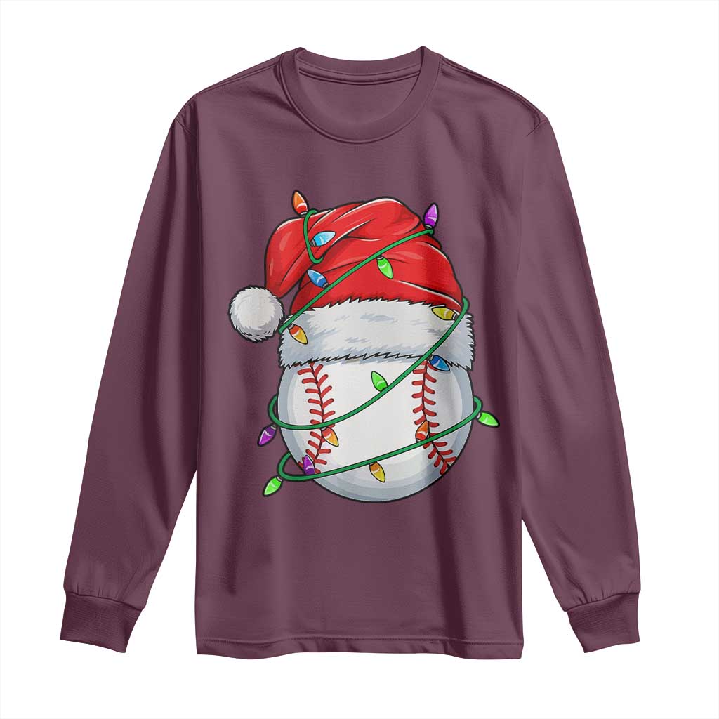 Christmas Baseball Long Sleeve Shirt Santa Hat Sports Men Boys Xmas Pajamas - Wonder Print Shop