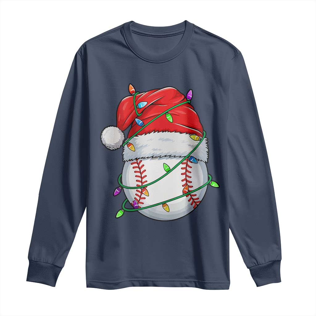 Christmas Baseball Long Sleeve Shirt Santa Hat Sports Men Boys Xmas Pajamas - Wonder Print Shop