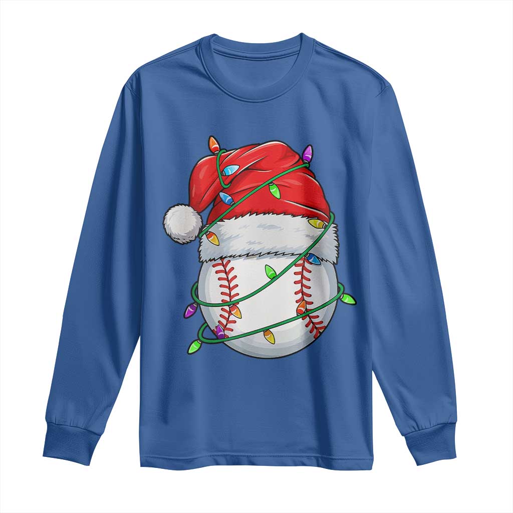 Christmas Baseball Long Sleeve Shirt Santa Hat Sports Men Boys Xmas Pajamas - Wonder Print Shop