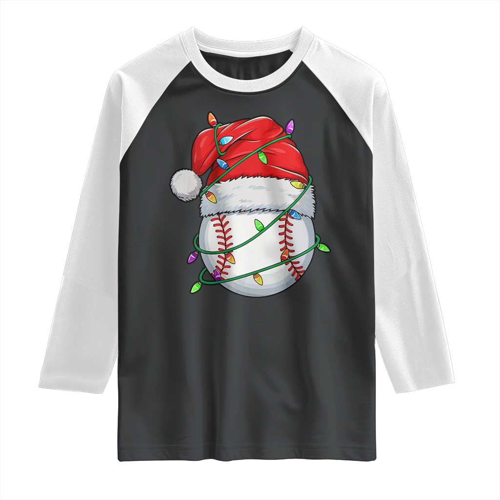 Christmas Baseball Raglan Shirt Santa Hat Sports Men Boys Xmas Pajamas - Wonder Print Shop