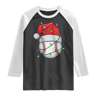 Christmas Baseball Raglan Shirt Santa Hat Sports Men Boys Xmas Pajamas - Wonder Print Shop