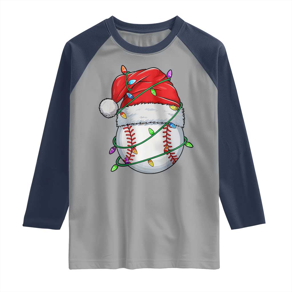 Christmas Baseball Raglan Shirt Santa Hat Sports Men Boys Xmas Pajamas - Wonder Print Shop