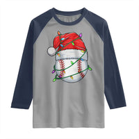 Christmas Baseball Raglan Shirt Santa Hat Sports Men Boys Xmas Pajamas - Wonder Print Shop