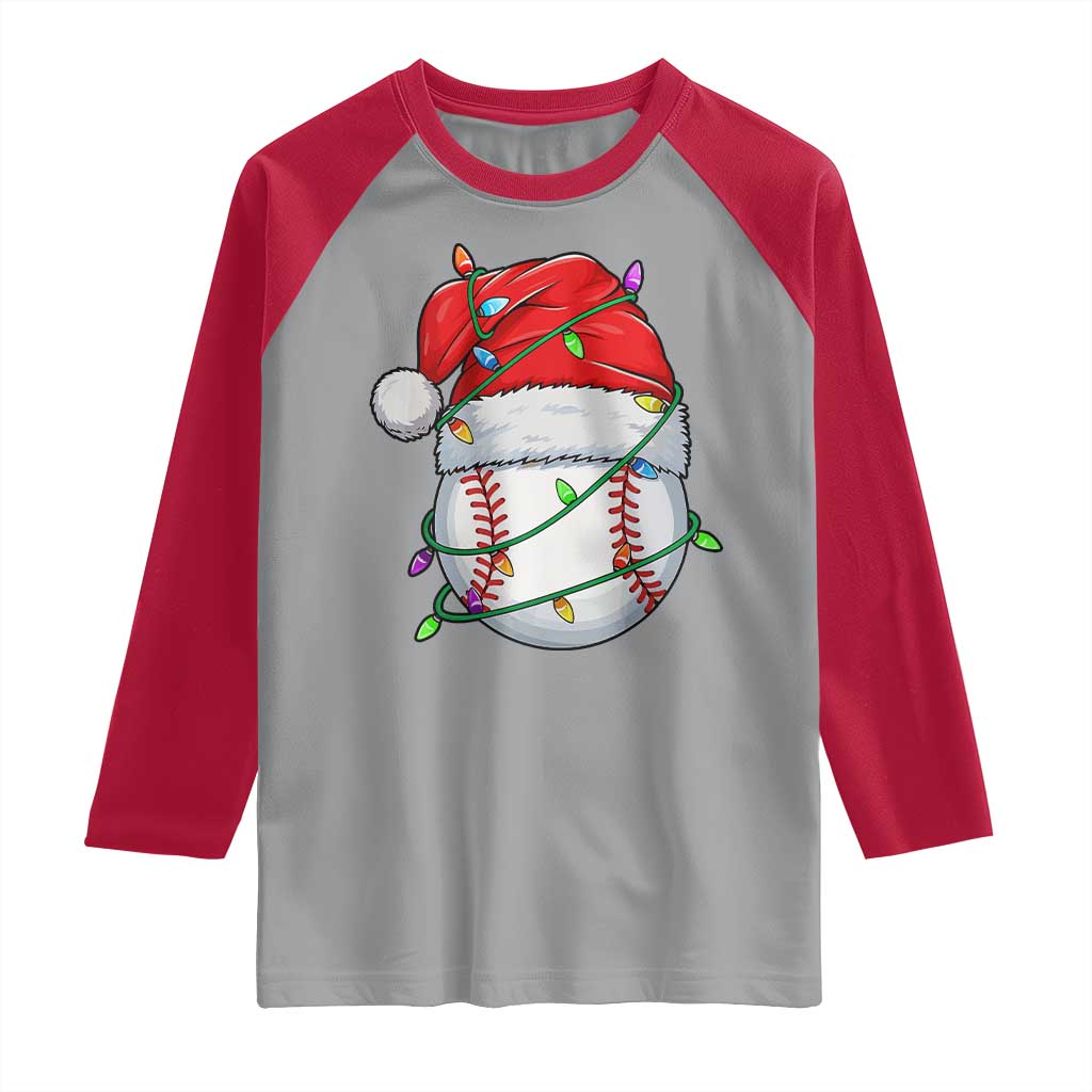 Christmas Baseball Raglan Shirt Santa Hat Sports Men Boys Xmas Pajamas - Wonder Print Shop