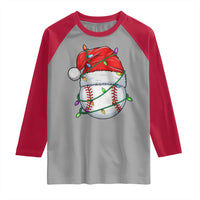 Christmas Baseball Raglan Shirt Santa Hat Sports Men Boys Xmas Pajamas - Wonder Print Shop
