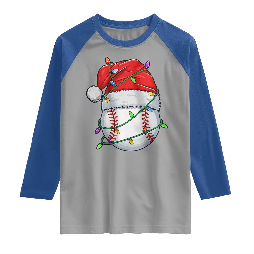 Christmas Baseball Raglan Shirt Santa Hat Sports Men Boys Xmas Pajamas - Wonder Print Shop