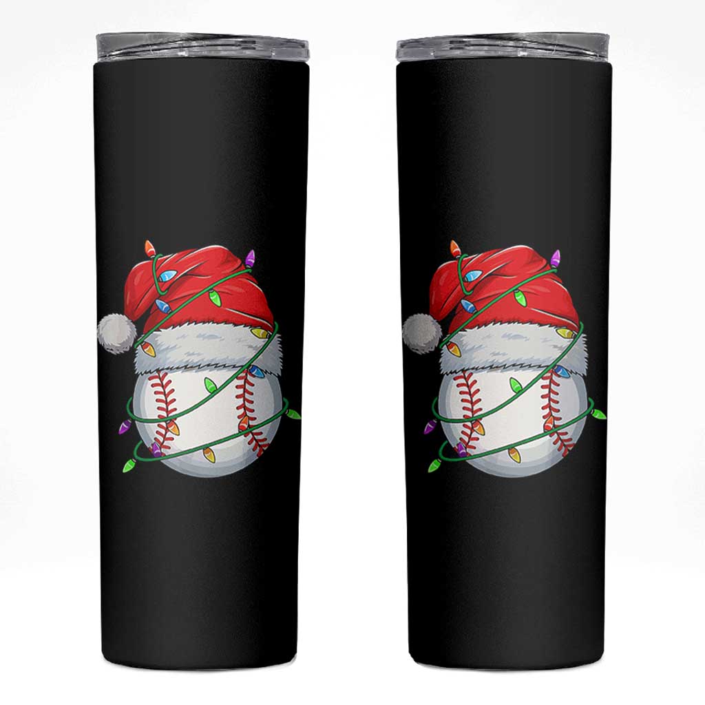 Christmas Baseball Skinny Tumbler Santa Hat Sports Men Boys Xmas Pajamas - Wonder Print Shop