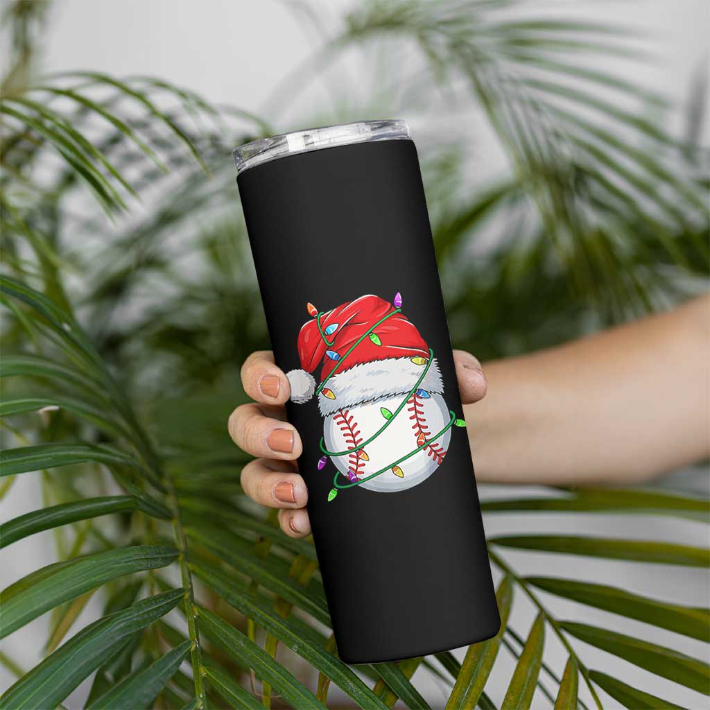 Christmas Baseball Skinny Tumbler Santa Hat Sports Men Boys Xmas Pajamas - Wonder Print Shop