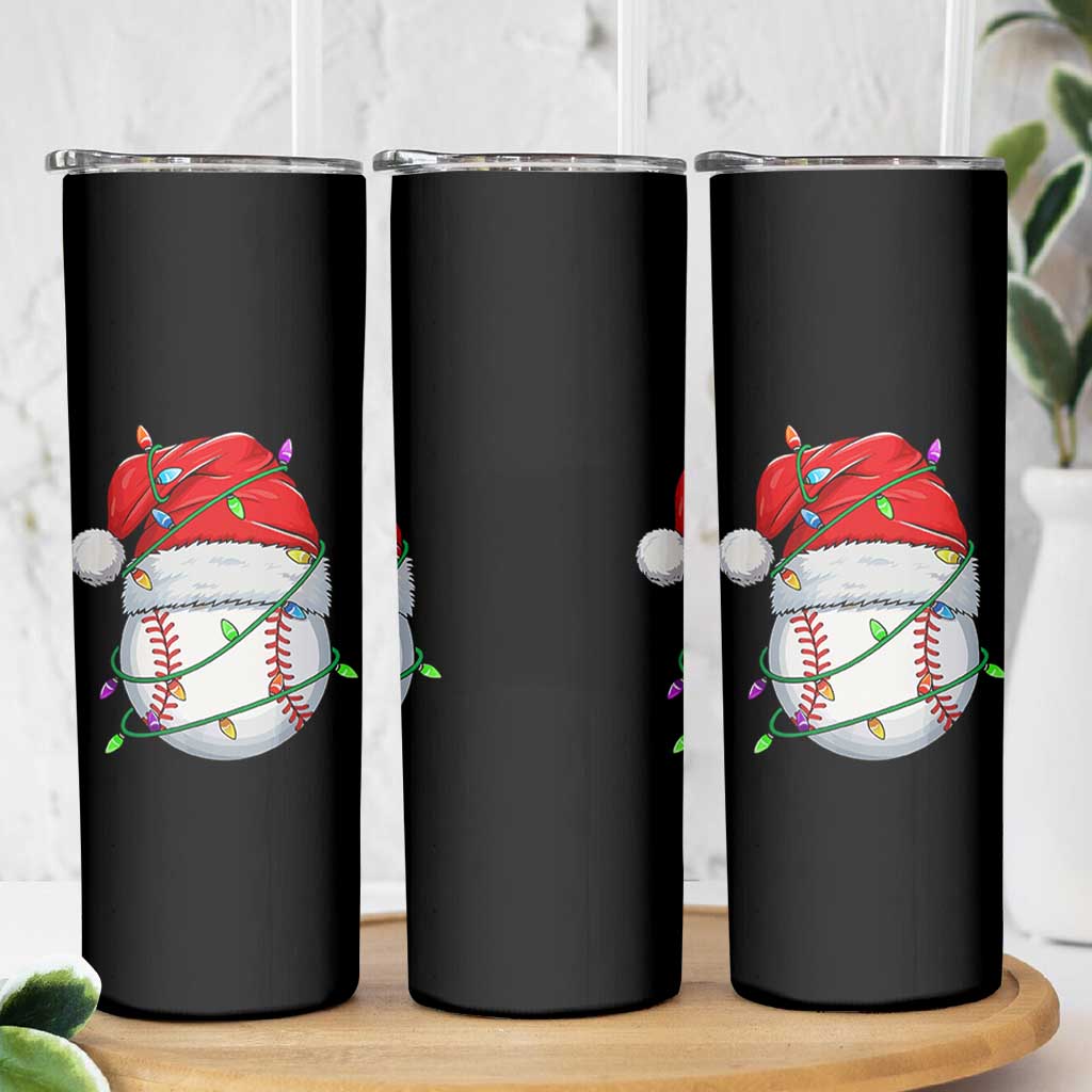 Christmas Baseball Skinny Tumbler Santa Hat Sports Men Boys Xmas Pajamas - Wonder Print Shop