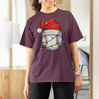 Christmas Baseball T Shirt For Women Santa Hat Sports Men Boys Xmas Pajamas - Wonder Print Shop