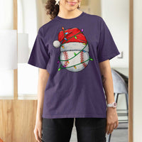 Christmas Baseball T Shirt For Women Santa Hat Sports Men Boys Xmas Pajamas - Wonder Print Shop