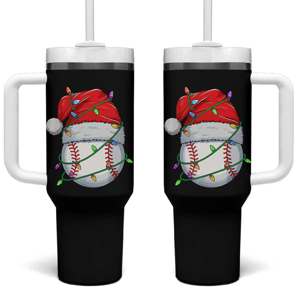 Christmas Baseball Tumbler With Handle Santa Hat Sports Men Boys Xmas Pajamas - Wonder Print Shop