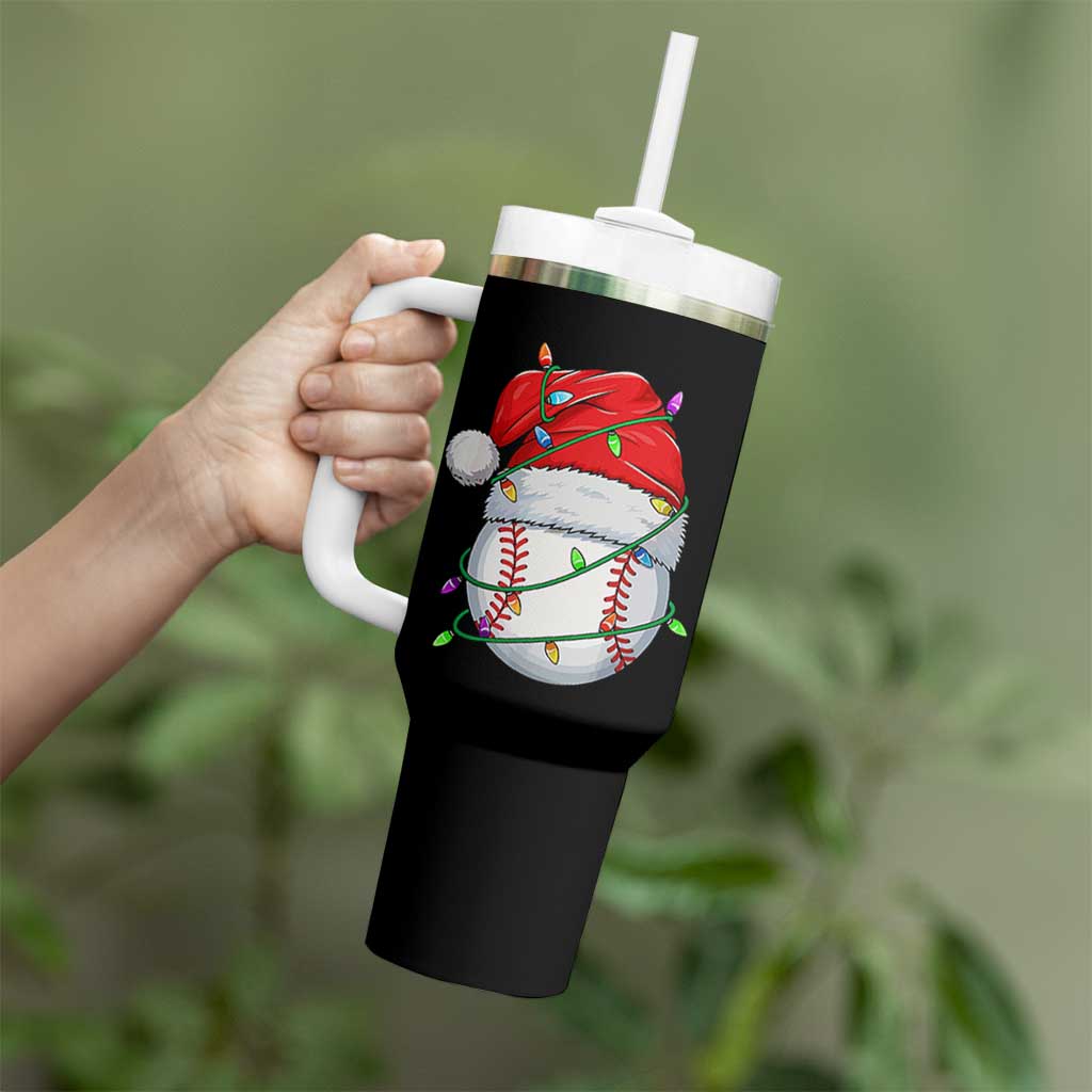 Christmas Baseball Tumbler With Handle Santa Hat Sports Men Boys Xmas Pajamas - Wonder Print Shop
