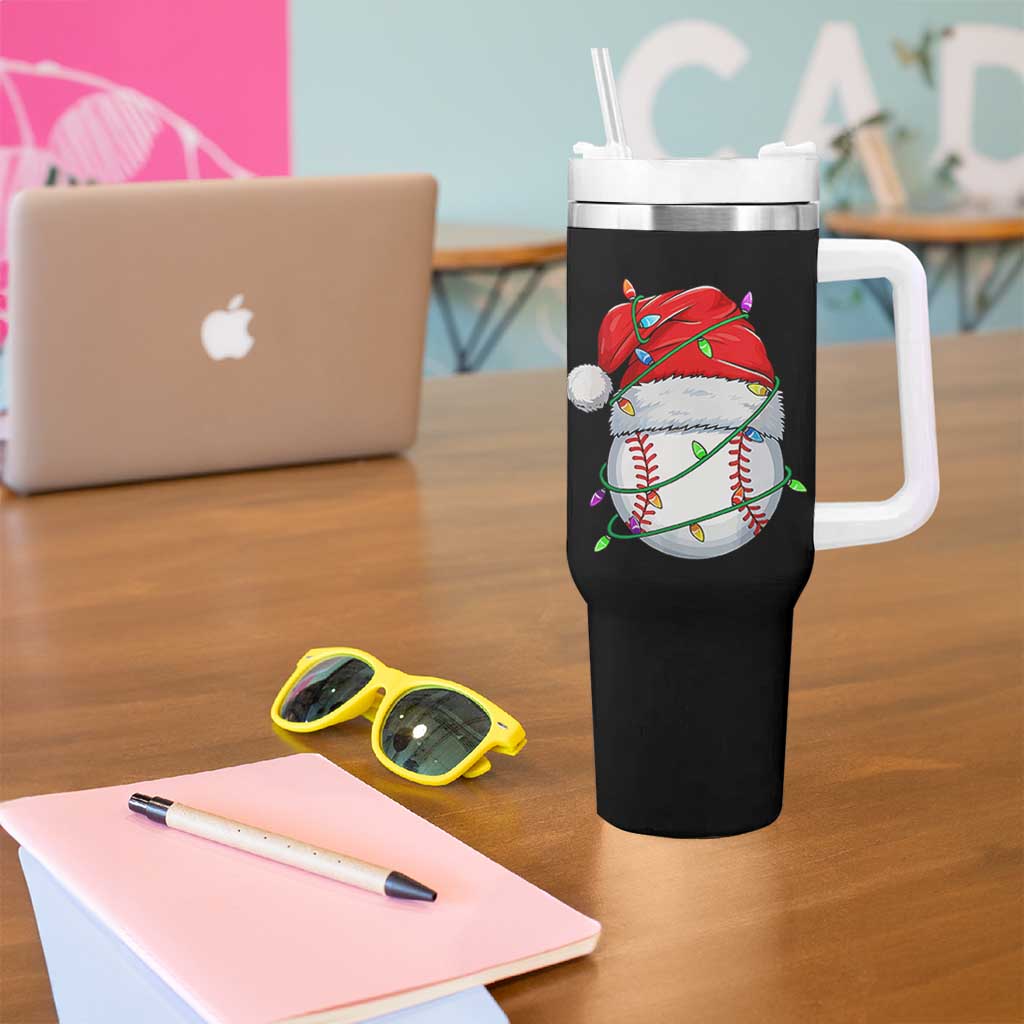 Christmas Baseball Tumbler With Handle Santa Hat Sports Men Boys Xmas Pajamas - Wonder Print Shop