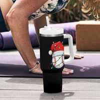 Christmas Baseball Tumbler With Handle Santa Hat Sports Men Boys Xmas Pajamas - Wonder Print Shop