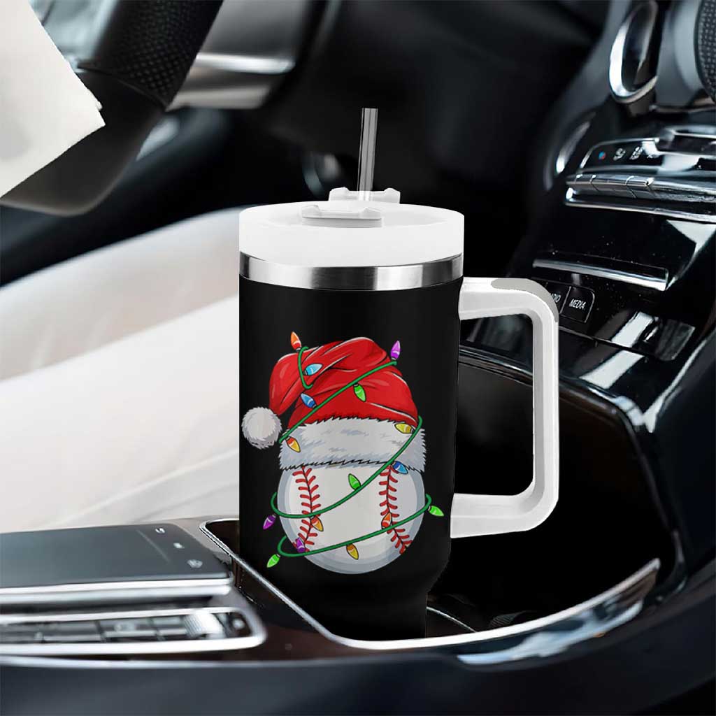 Christmas Baseball Tumbler With Handle Santa Hat Sports Men Boys Xmas Pajamas - Wonder Print Shop