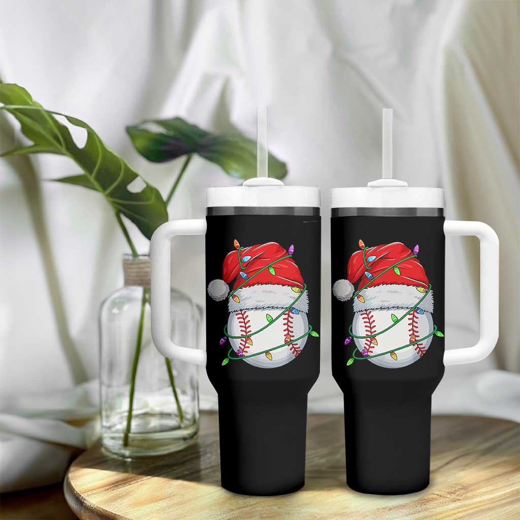 Christmas Baseball Tumbler With Handle Santa Hat Sports Men Boys Xmas Pajamas - Wonder Print Shop