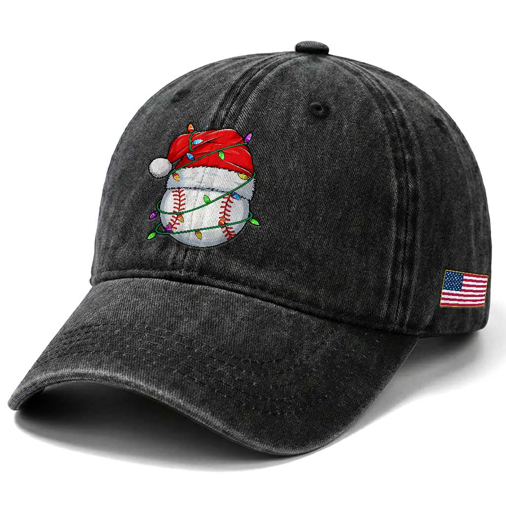 Christmas Baseball Washed Cotton Baseball Cap Santa Hat Sports Men Boys Xmas Pajamas