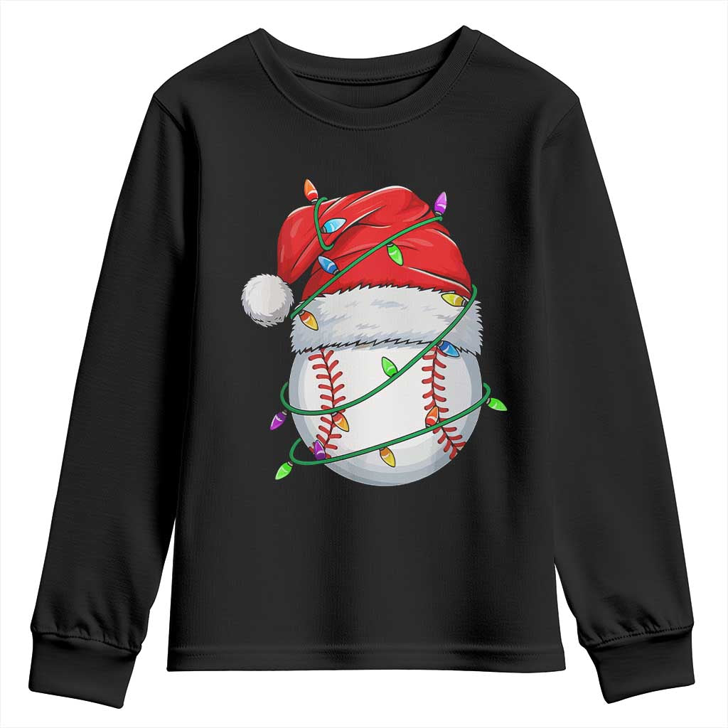 Christmas Baseball Youth Sweatshirt Santa Hat Sports Men Boys Xmas Pajamas - Wonder Print Shop