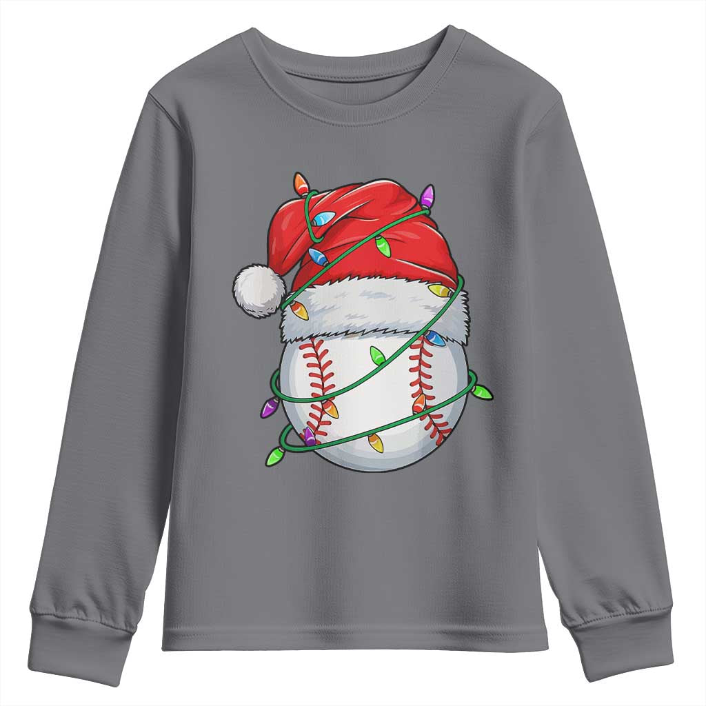 Christmas Baseball Youth Sweatshirt Santa Hat Sports Men Boys Xmas Pajamas - Wonder Print Shop