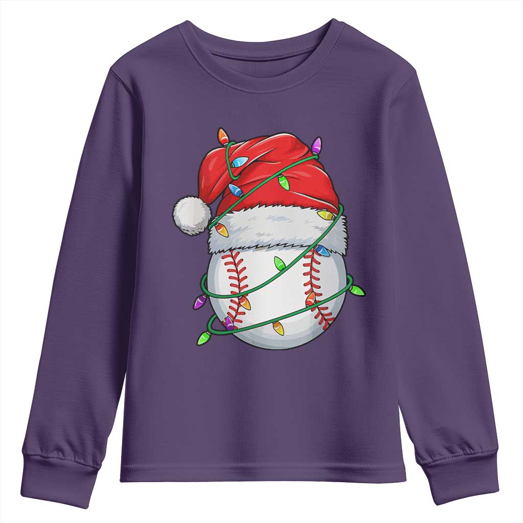 Christmas Baseball Youth Sweatshirt Santa Hat Sports Men Boys Xmas Pajamas - Wonder Print Shop