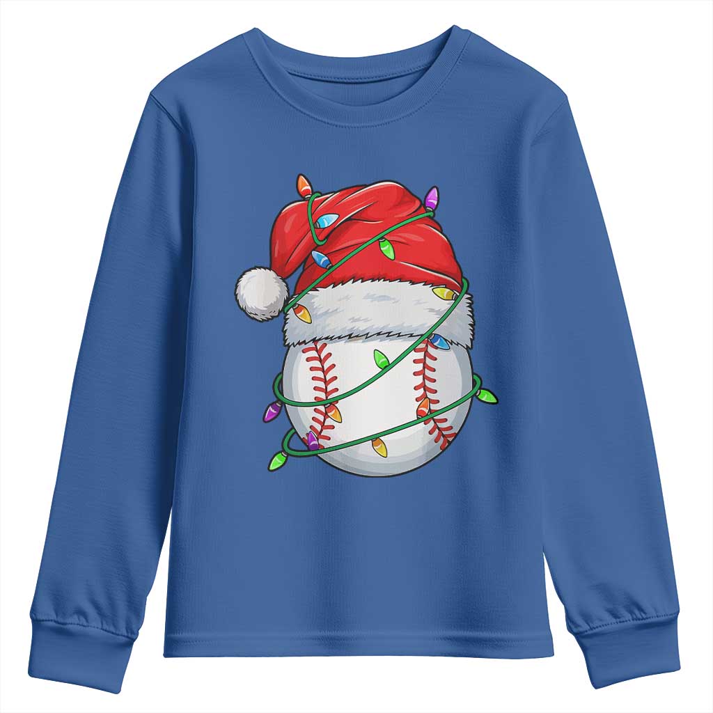 Christmas Baseball Youth Sweatshirt Santa Hat Sports Men Boys Xmas Pajamas - Wonder Print Shop