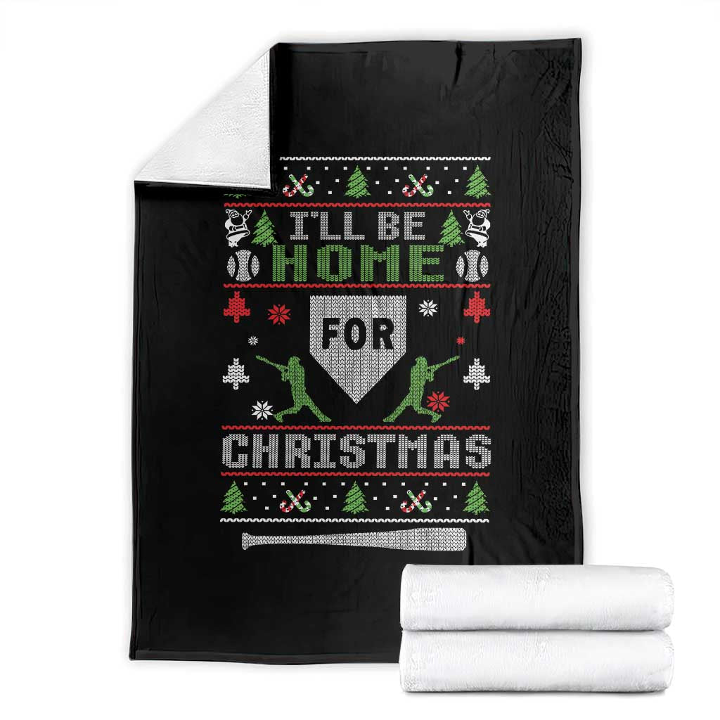 Baseball Ugly Christmas Throw Blanket I'll Be Home For Xmas - Wonder Print Shop