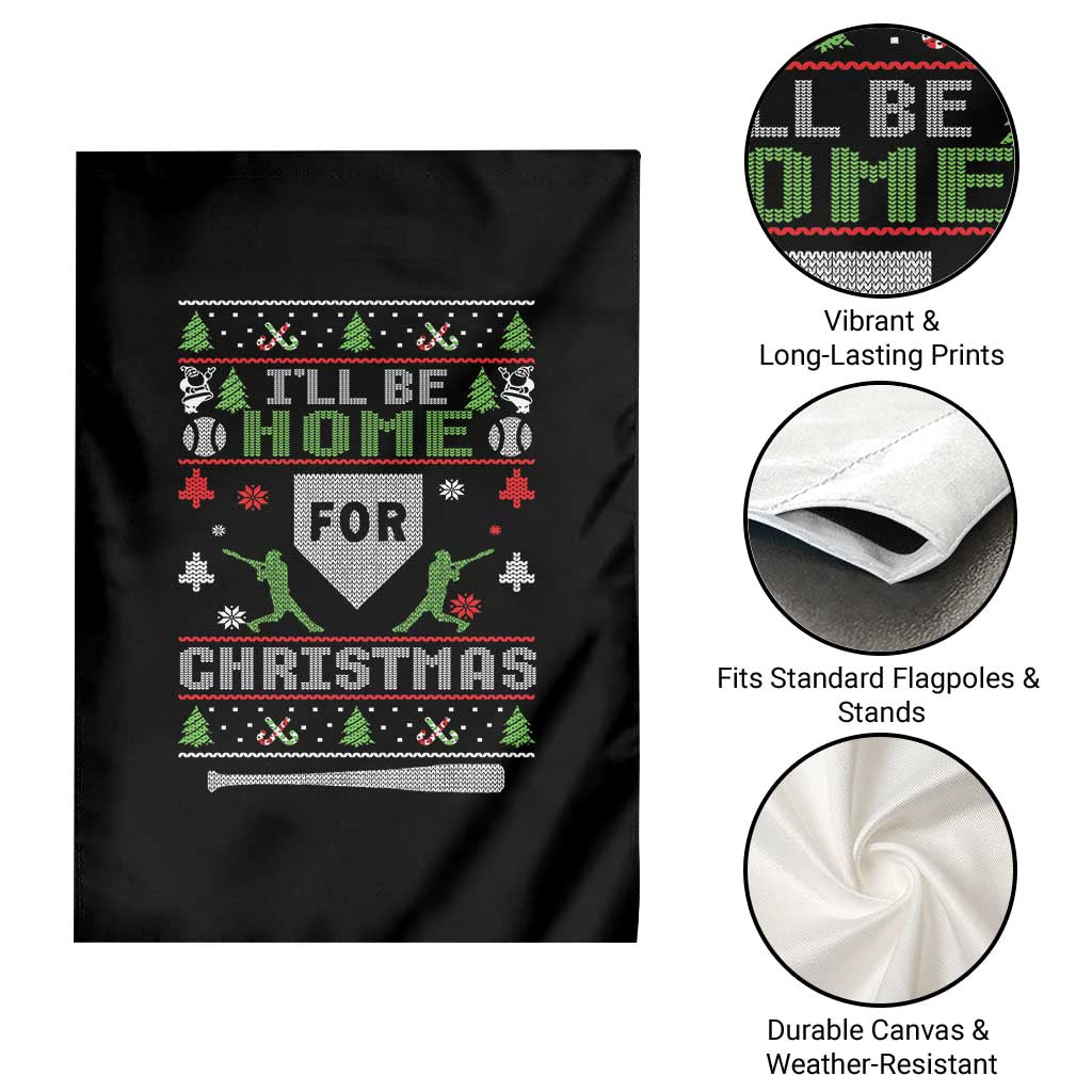 Baseball Ugly Christmas Garden Flag I'll Be Home For Xmas - Wonder Print Shop