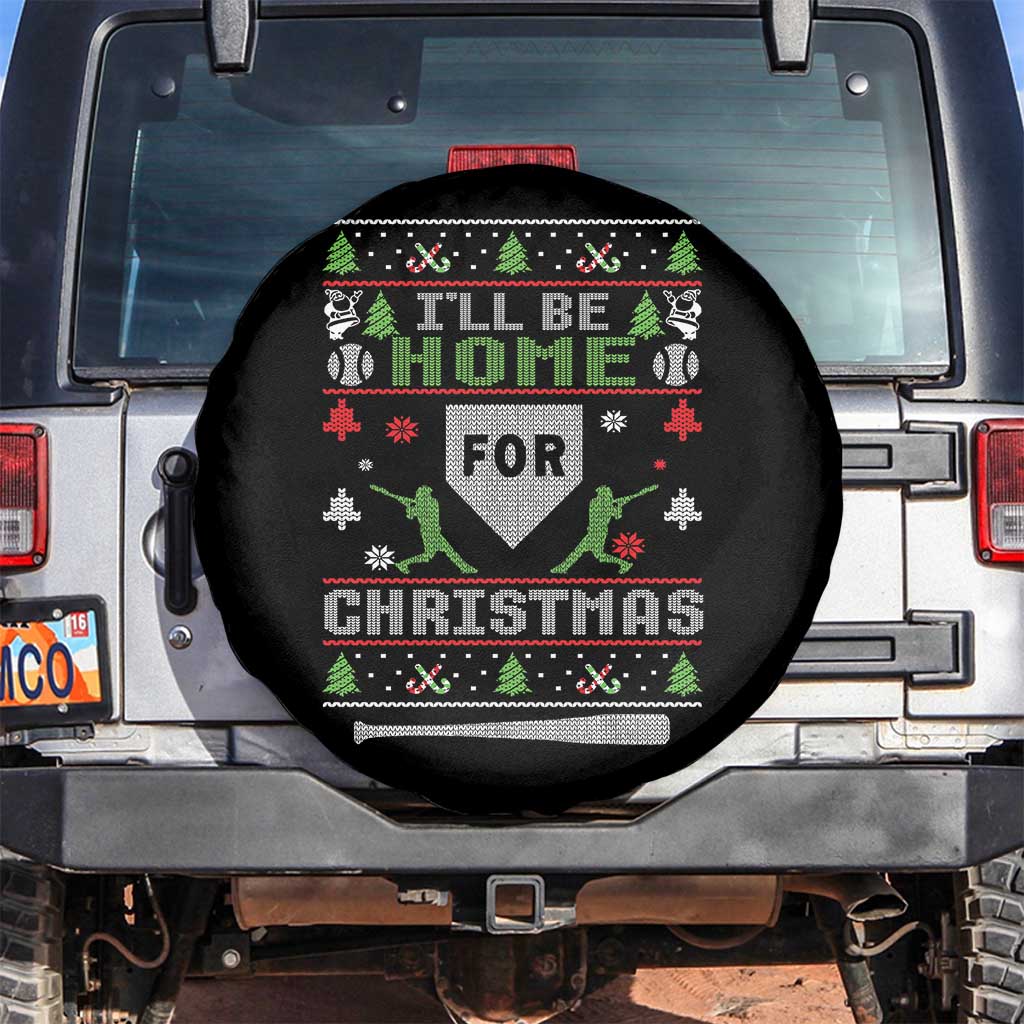 Baseball Ugly Christmas Spare Tire Cover I'll Be Home For Xmas - Wonder Print Shop