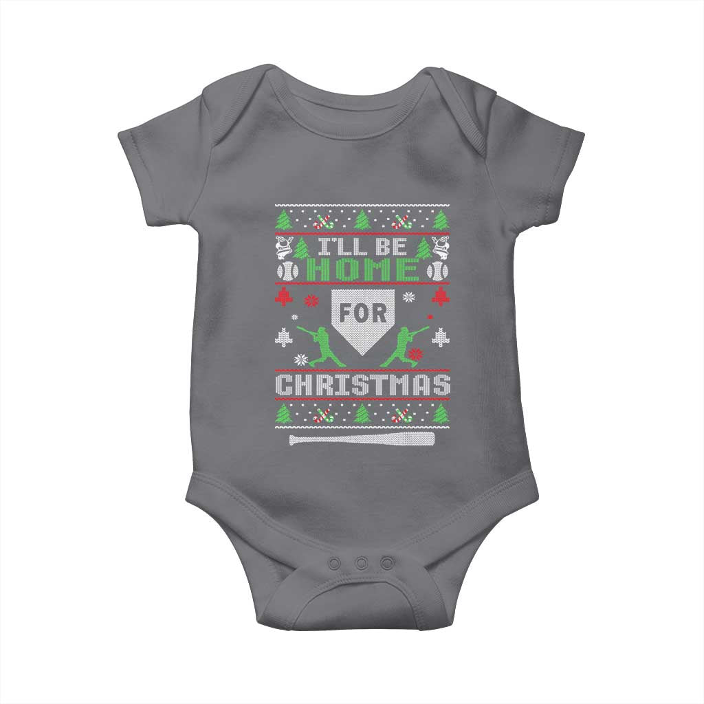 Baseball Ugly Christmas Baby Onesie I'll Be Home For Xmas - Wonder Print Shop