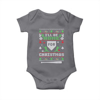 Baseball Ugly Christmas Baby Onesie I'll Be Home For Xmas - Wonder Print Shop