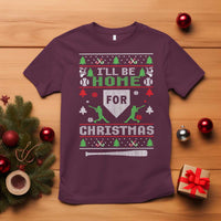 Baseball Ugly Christmas T Shirt I'll Be Home For Xmas - Wonder Print Shop
