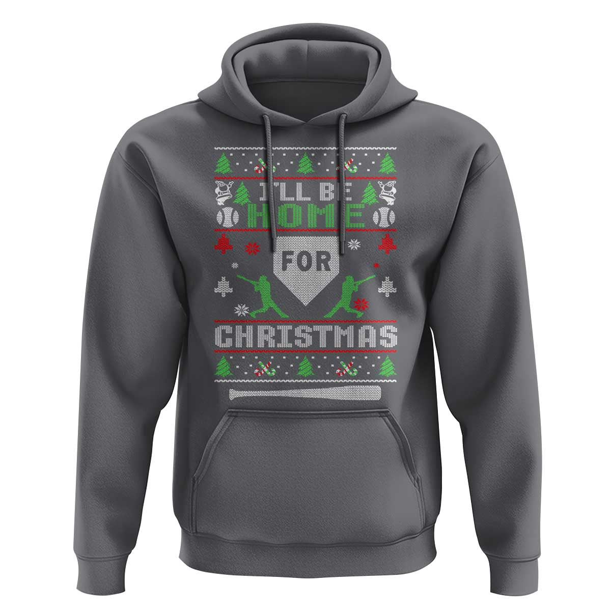 Baseball Ugly Christmas Hoodie I'll Be Home For Xmas - Wonder Print Shop