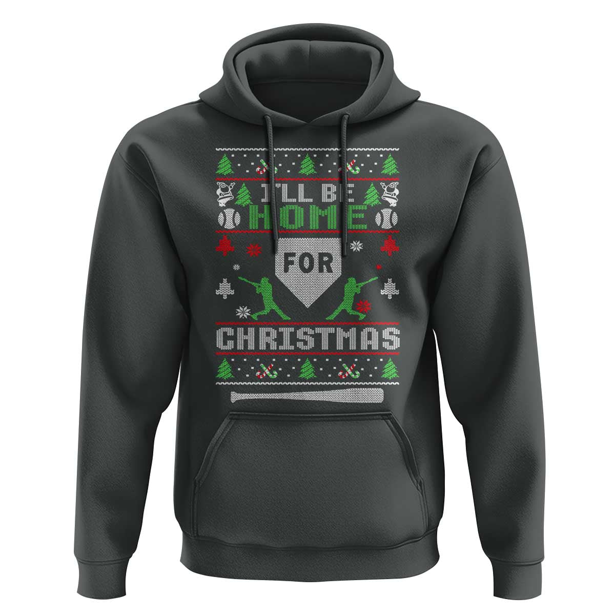 Baseball Ugly Christmas Hoodie I'll Be Home For Xmas - Wonder Print Shop