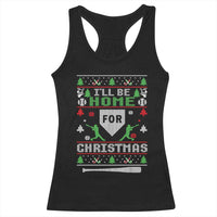 Baseball Ugly Christmas Racerback Tank Top I'll Be Home For Xmas - Wonder Print Shop